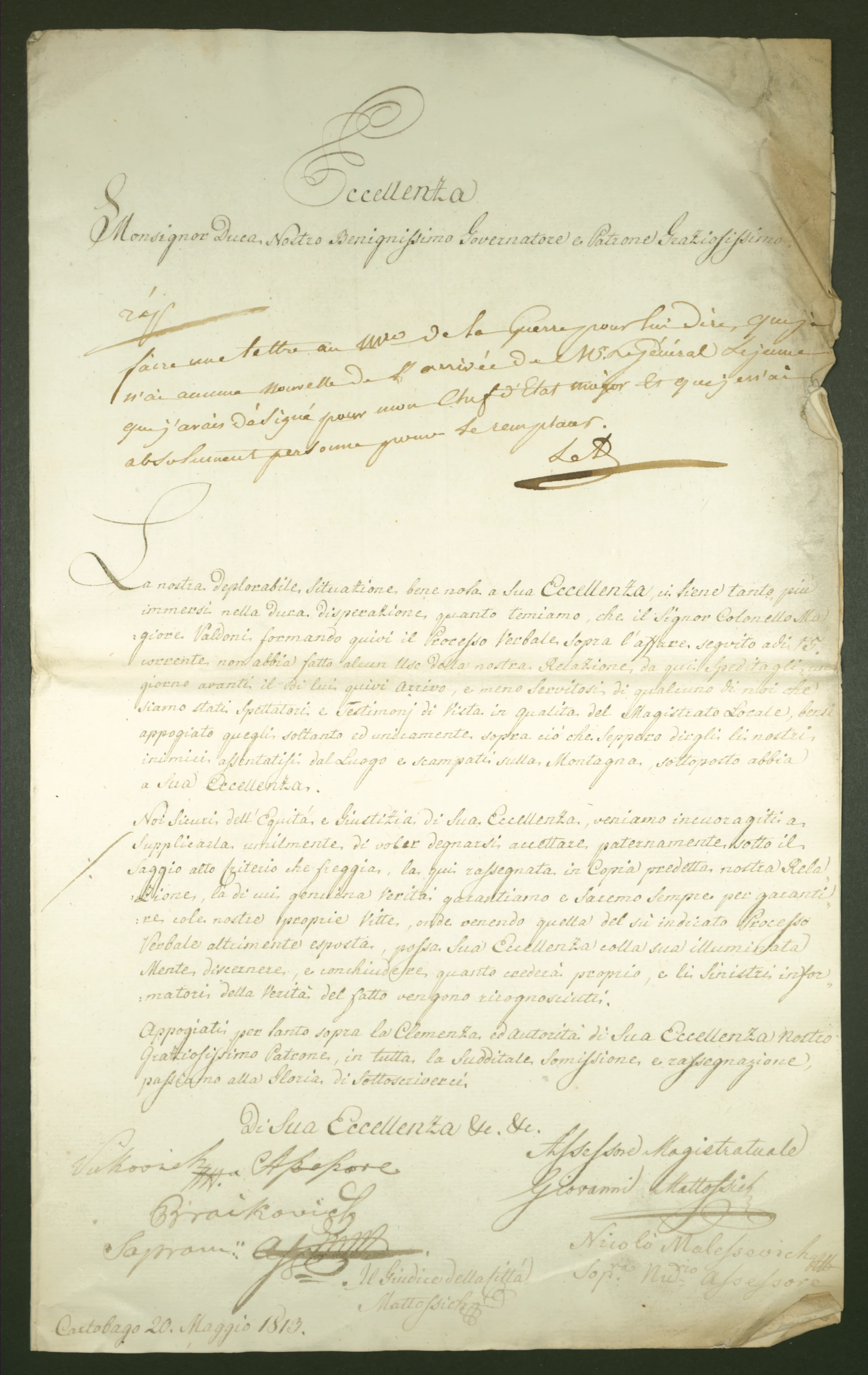 Petition from the town representatives