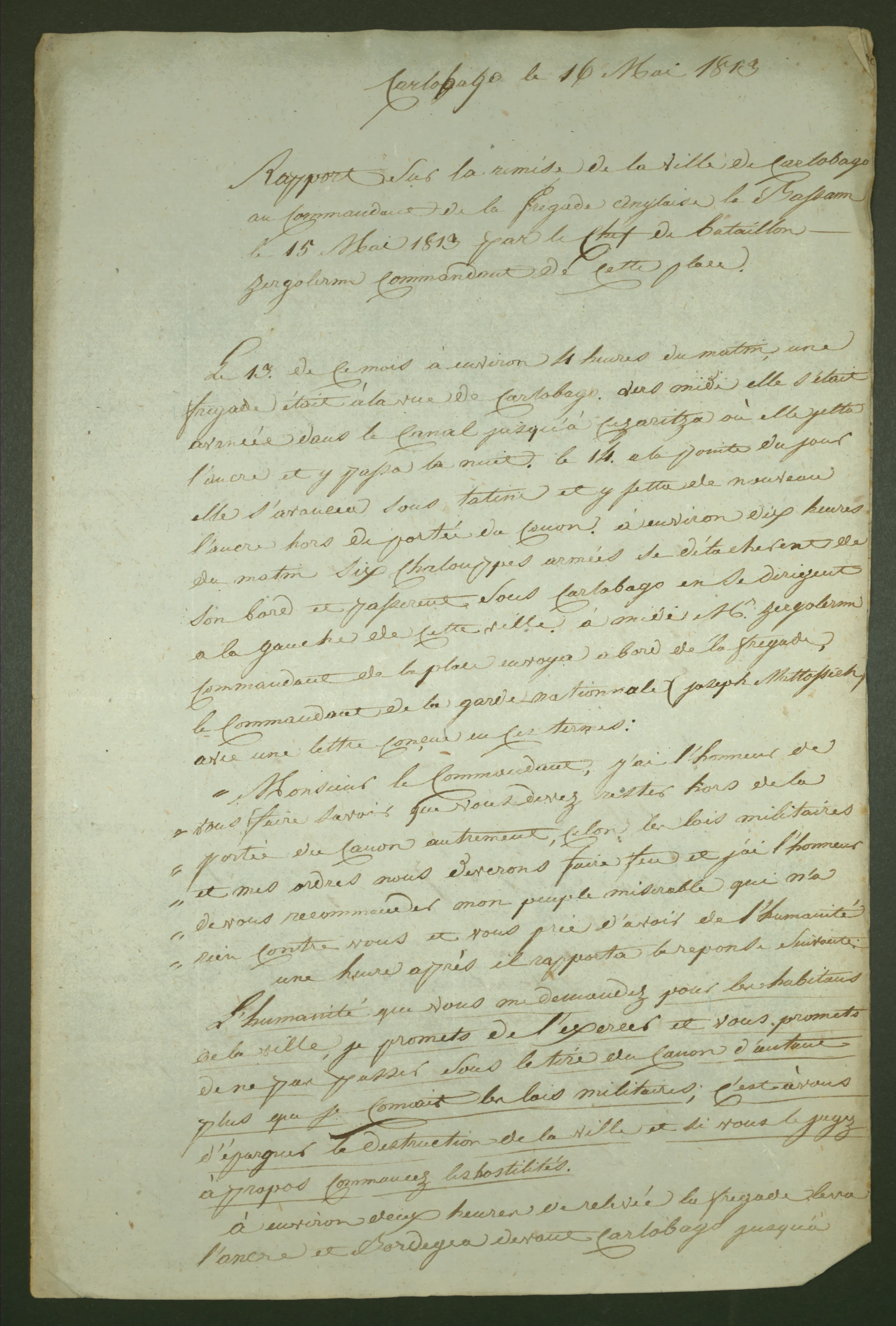 Valdoni’s military report following the attack on Karlobag
