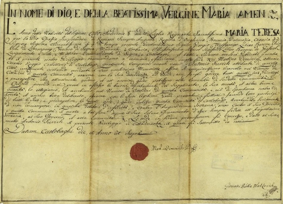 Dokument karlobaškoga magistrata iz 1760. godine