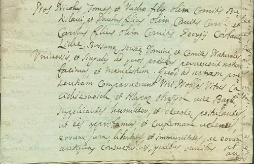 Početak povelje Kurjakovića Bagu iz 1387. u prijepisu iz 1764.