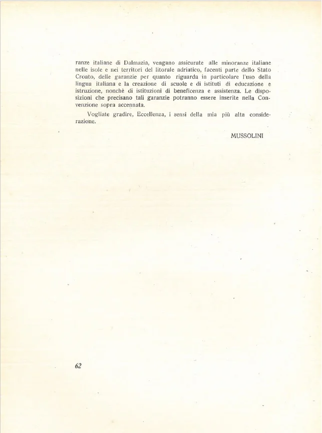 Mussolini's address to Pavelić