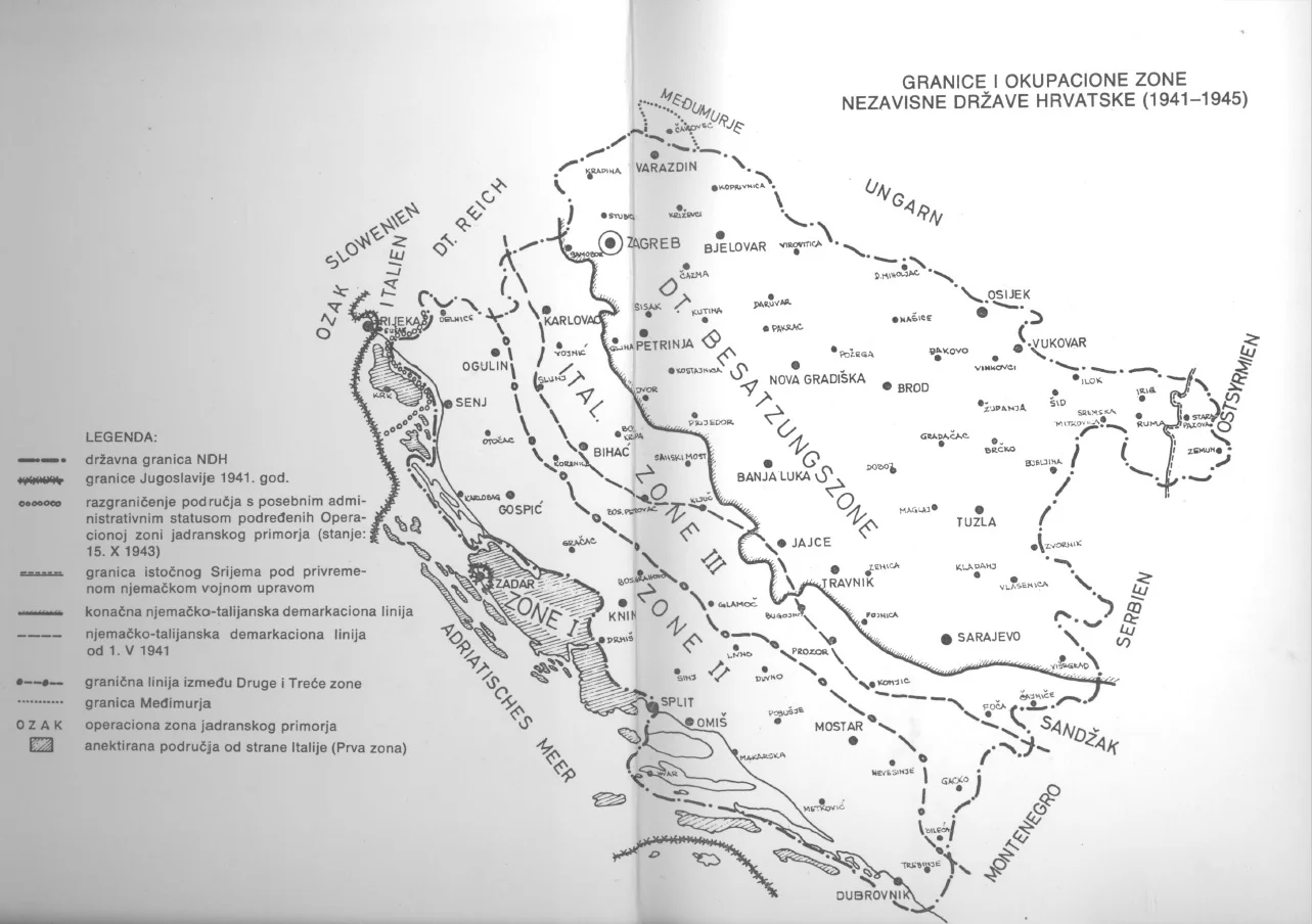 Map of Italian occupation zones